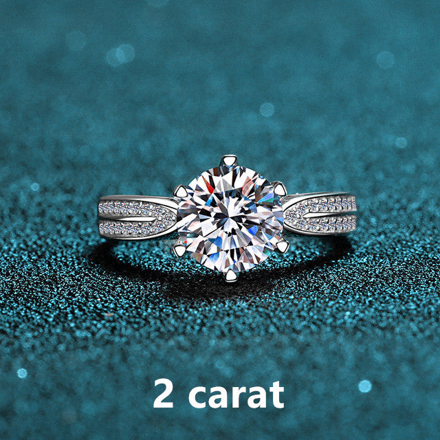 Round Excellent Cut Daimond Moissanite Star Queen Gemstone Ring