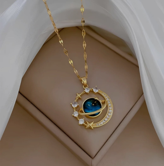 Gold universe pendant of stones