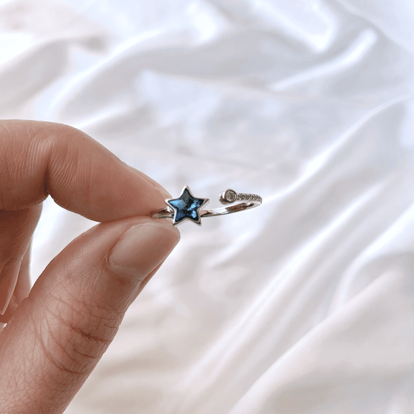 Rainbow Crystal Adjustable Star Ring